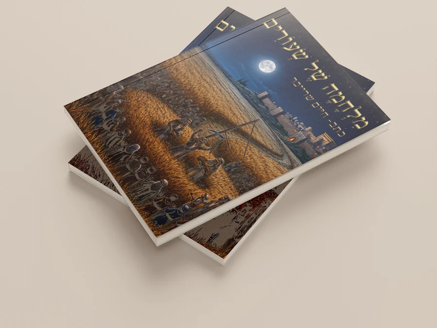 כריכת הספר מלחמת שעורים — אותיות זהב על שדה שעורים בלילה